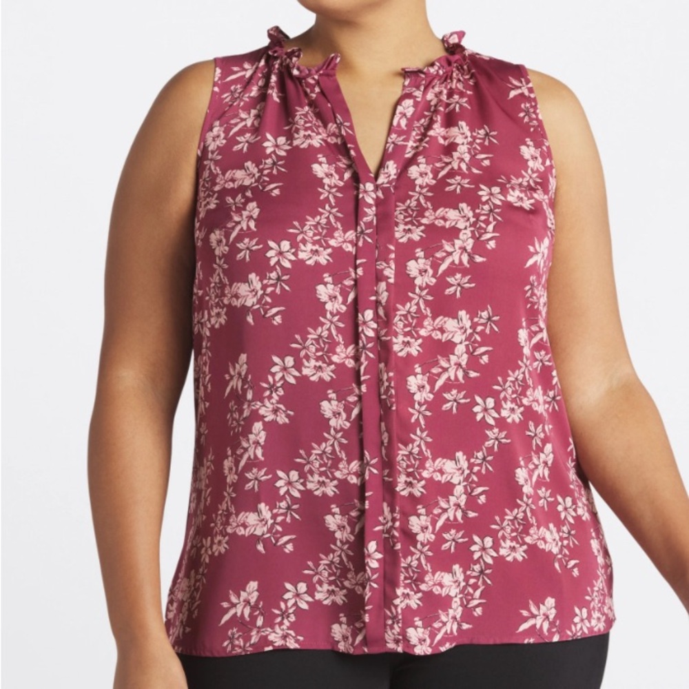 41 Hawthorn Orlee Pink Floral Sleeveless Top - Size 2X